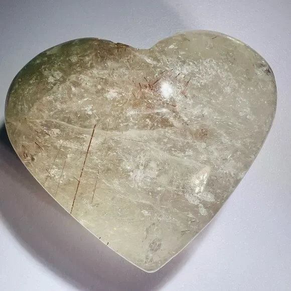 Golden Rutilated Threads and Garden Quartz Heart Carving (1)‎ - Picture 6 of 16